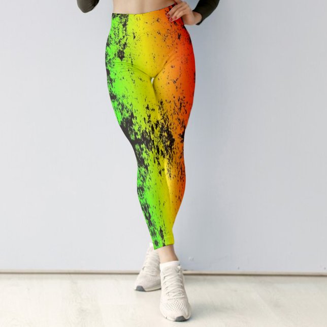 Jamaica Neon Rasta Colors Grunge erschüttert Leggings (Jamaica Neon Rasta Colors Grunge Distressed Leggings)