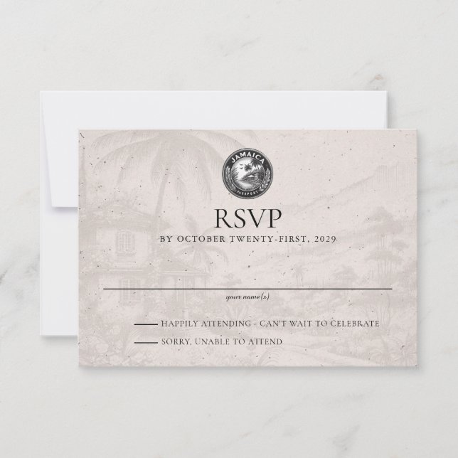 Jamaica Passport Wedding RSVP Card (Vorderseite)