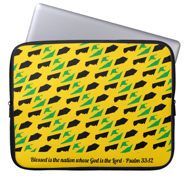 JAMAICA Psalm 33:12 Selig Nation Yellow Laptop Laptopschutzhülle (Vorderseite)