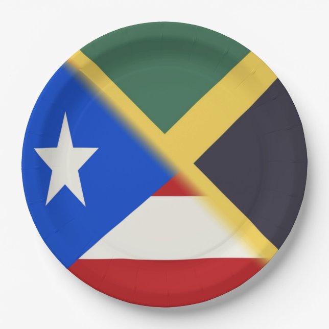 Jamaica Puerto Rico Flag | Jamaikanische PR-Fahne Pappteller (Vorderseite)