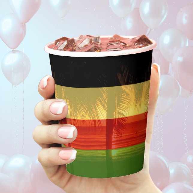 Jamaica Rasta Caribbean Island Beach Palm Tree Pappbecher (Jamaica Rasta Caribbean Island Beach Palm Tree Paper Cups)