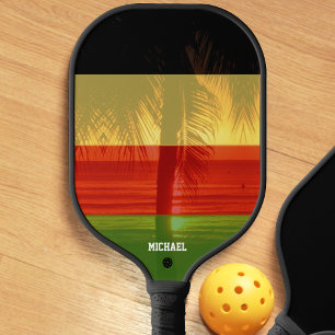 Jamaica Rasta Caribbean Island Beach Palm Tree Pickleball Schläger