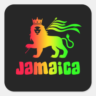 Jamaica Rasta Lion Quadratischer Aufkleber