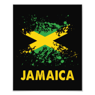Jamaica Retro Wasserfarben Jamaikanische Flagge Fotodruck