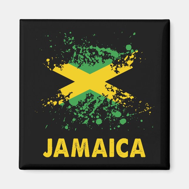 Jamaica Retro Wasserfarben Jamaikanische Flagge Magnet (Vorne)