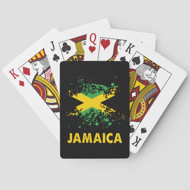 Jamaica Retro Wasserfarben Jamaikanische Flagge Spielkarten (Rückseite)
