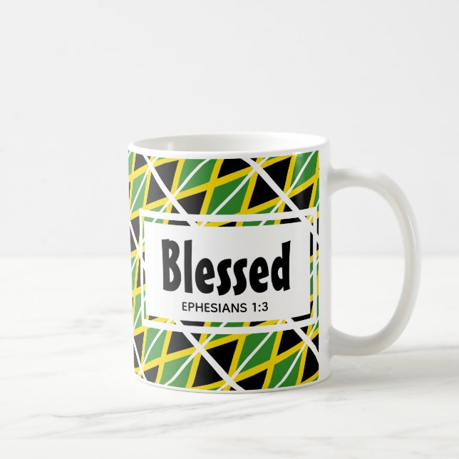 JAMAICA Scripting Patriotic White Jamaican Flag Kaffeetasse (Rechts)