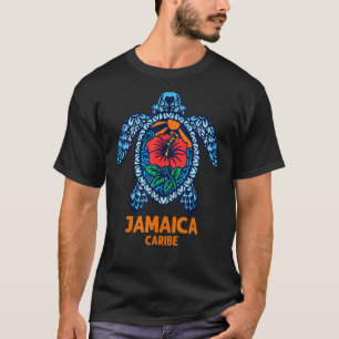Jamaica Sea Turtle Caribe Turtle Hibiskus Blume T-Shirt