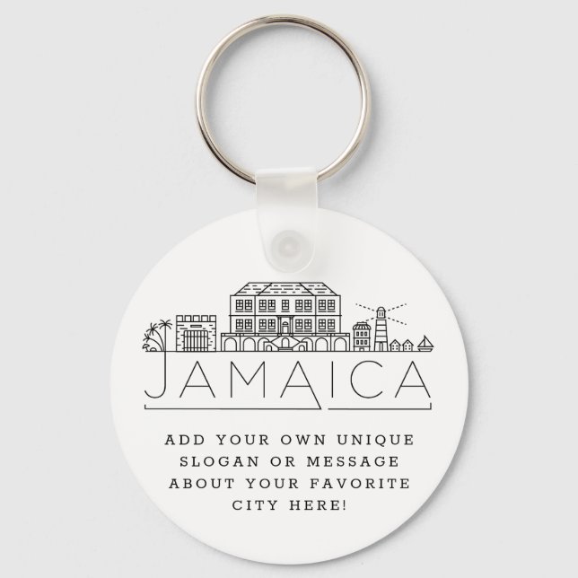Jamaica Stylized Skyline| Custom Slogan Schlüsselanhänger (Vorderseite)