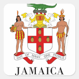 JAMAICA - Symbol/Wappen/Fahne/Farben/Emblem Quadratischer Aufkleber