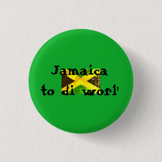 Jamaica to the world Jamaican flag green Button