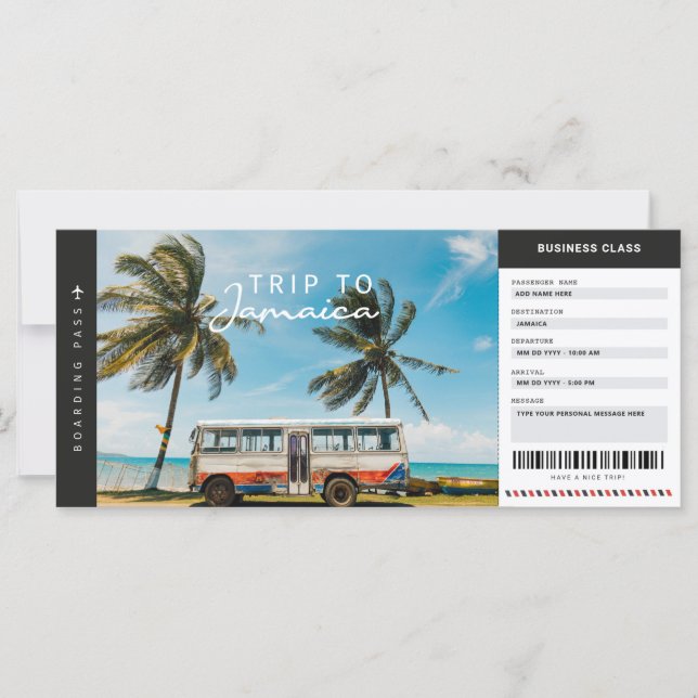Jamaica Trip Boarding Pass Reisetag Ticket (Vorderseite)