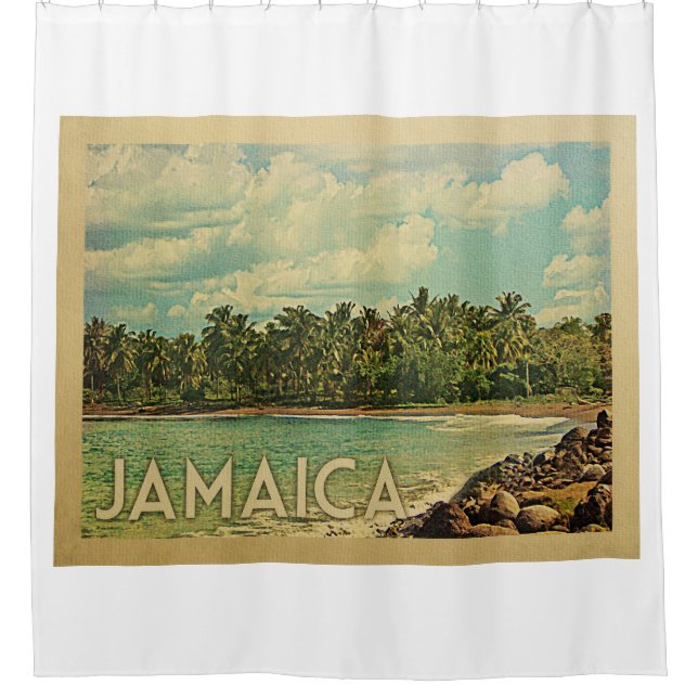 Jamaica Tropical Vintage Travel Duschvorhang (Vorderseite)