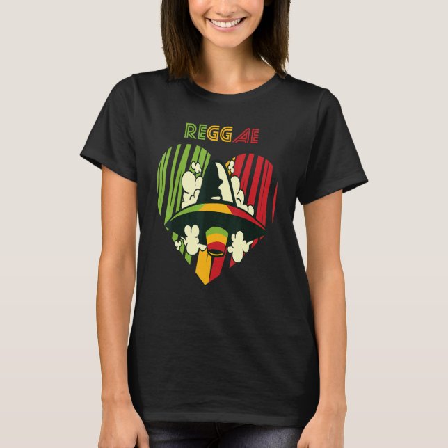 Jamaica UFO Reggae Heart Rasta Souvenir Rastafaria T-Shirt (Vorderseite)