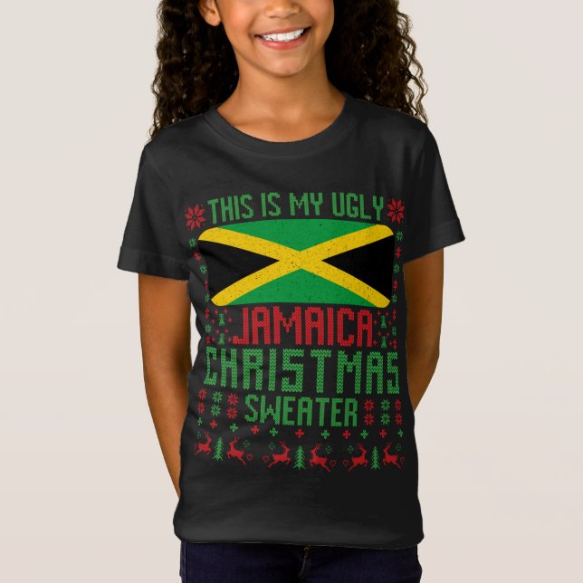 Jamaica Ugly Christmas Sweater Jamaica Flag für Ja T-Shirt (Vorderseite)