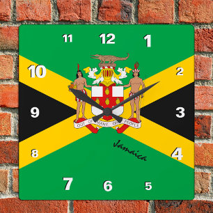 Jamaica-Uhr, patriotische Zuhause, jamaikanische F Quadratische Wanduhr