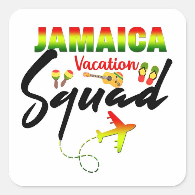 Jamaica Vacation Squad Group Matching Reggae Quadratischer Aufkleber (Vorderseite)