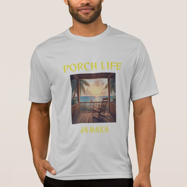 Jamaica Veranda-Leben Morgen Sonnenaufgang  T-Shirt (Vorderseite)