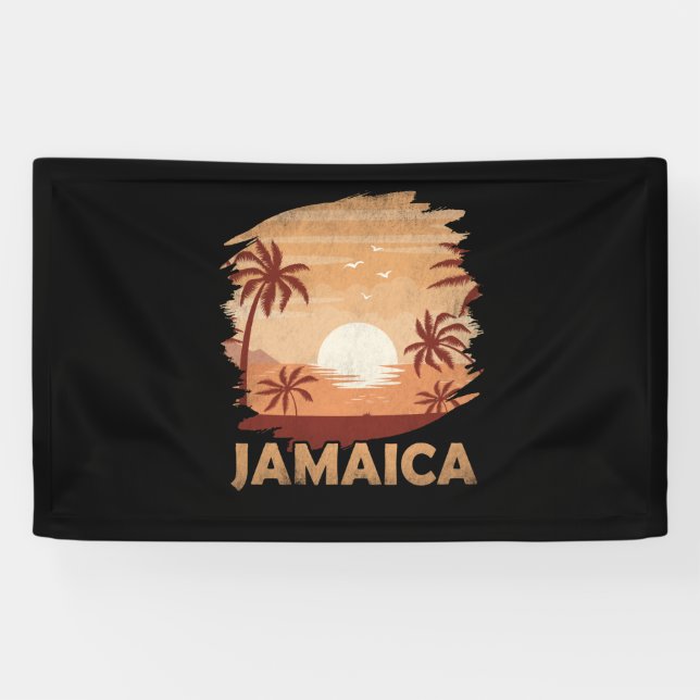 Jamaica Vintag Sunset Scene Graphic Banner (Horizontal)