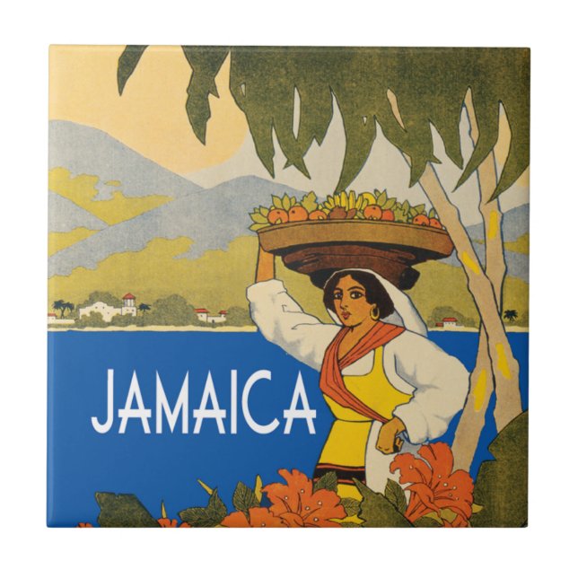 Jamaica Vintage Style Illustration Fliese (Vorderseite)
