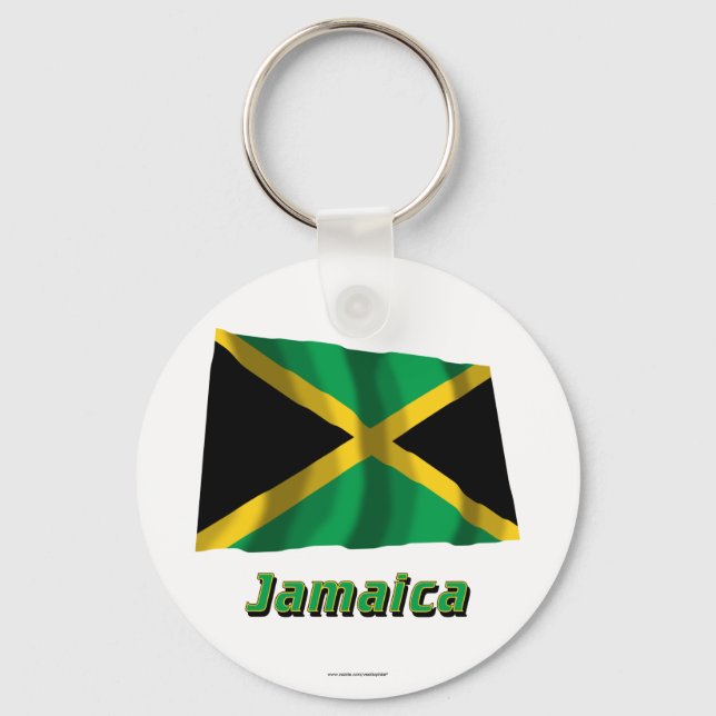 Jamaica Waving Flag mit Namen Schlüsselanhänger (Vorderseite)