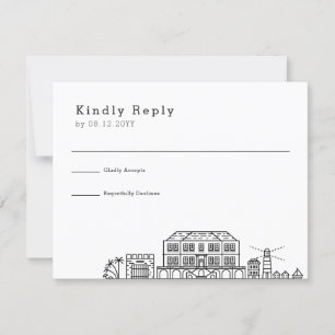 Jamaica Wedding   Stilisierte Skyline-UAWG RSVP Karte