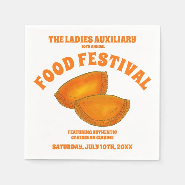 Jamaican Beef Patty Food Fest Karibik Küche Serviette (Vorderseite)