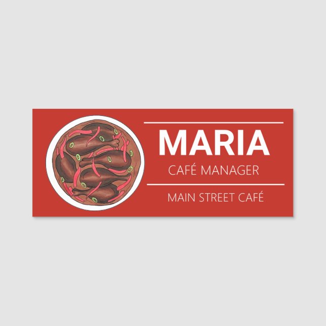 Jamaican Brown Stew Chicken Restaurant Food Namensschild (Vorderseite)