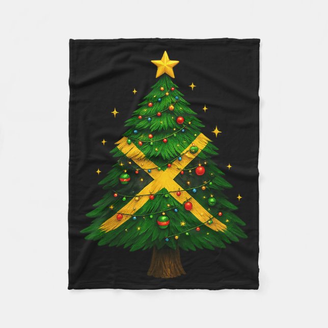 Jamaican Christmas Tree Design, Festive Holiday Gr Fleecedecke (Vorderseite)