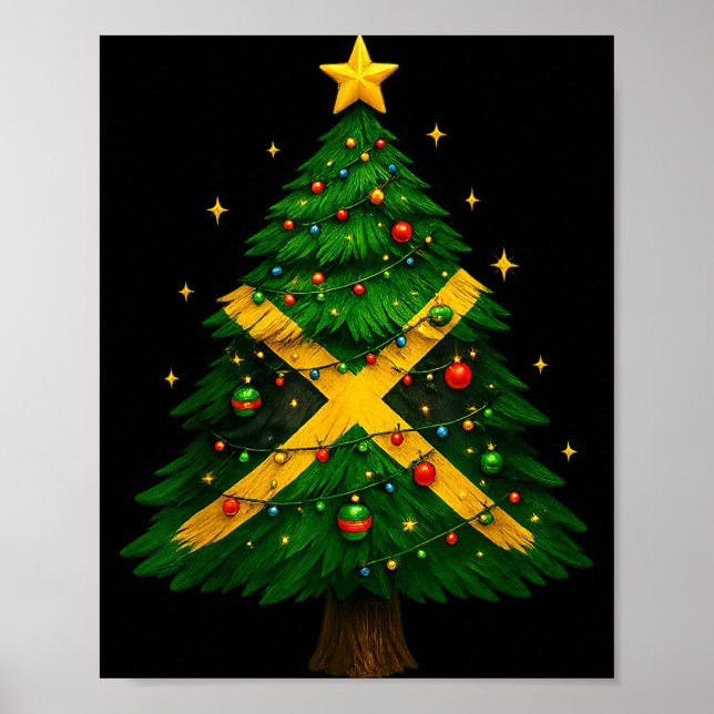 Jamaican Christmas Tree Design, Festive Holiday Gr Poster (Vorne)