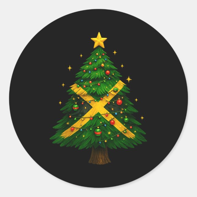 Jamaican Christmas Tree Design, Festive Holiday Gr Runder Aufkleber (Vorderseite)