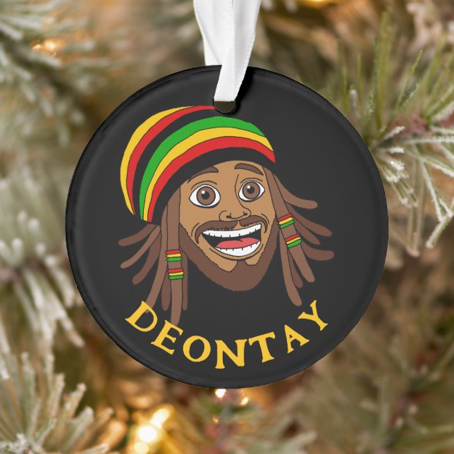 Jamaican Cute Rasta Man Personalized Ornament (Baum)