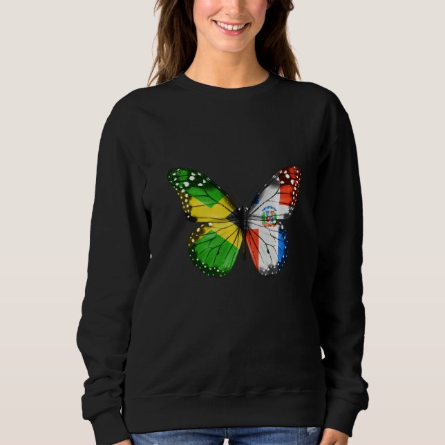 Jamaican Dominican Flag Butterfly  1 Sweatshirt (Vorderseite)
