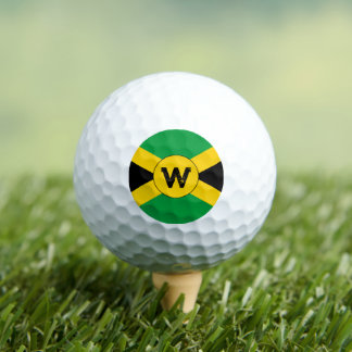 Jamaican Flag Add Your Initial Monogram Golfball