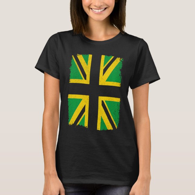 Jamaican flag colours on British Union Jack  Jamai T-Shirt (Vorderseite)