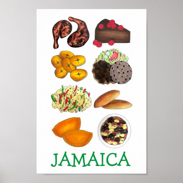 Jamaican Foods Caribbean Island Cuisine Print Poster (Vorne)