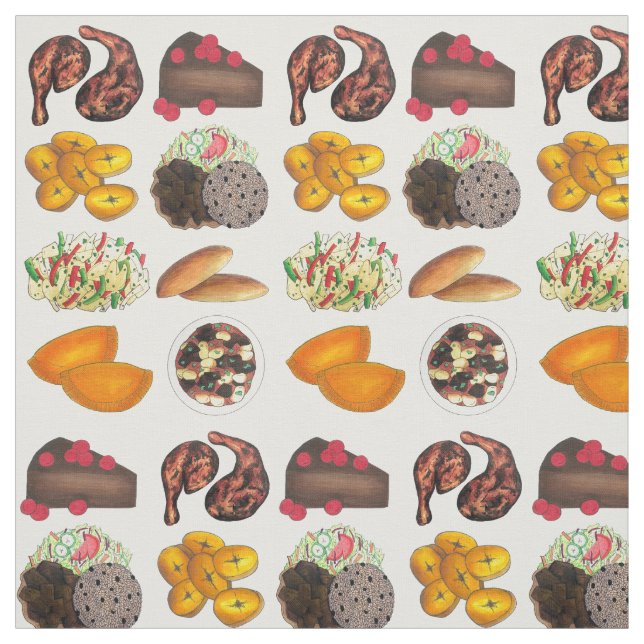 Jamaican Foods Caribbean Island Cuisine Print Stoff (Muster)