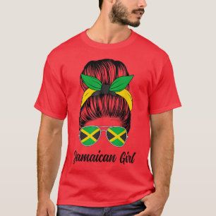 Jamaican Girl Messy Bun Niedliche jamaikanische Fl T-Shirt