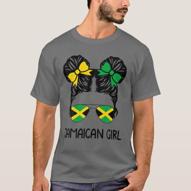 Jamaican Girl Messy Hair Jamaica Pride Patriotic G T-Shirt (Vorderseite)