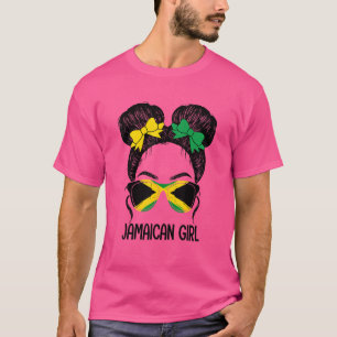Jamaican Girl Messy Hair Jamaica Pride Patriotic W T-Shirt