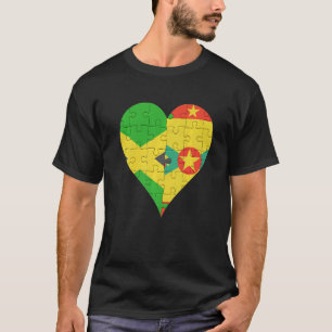 Jamaican Grenadan Flag Herz T-Shirt