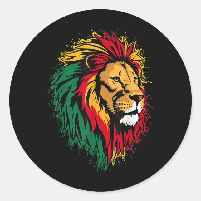 Jamaican Lion Jamaican Rasta Flag Lion of Judah Re Runder Aufkleber (Vorderseite)