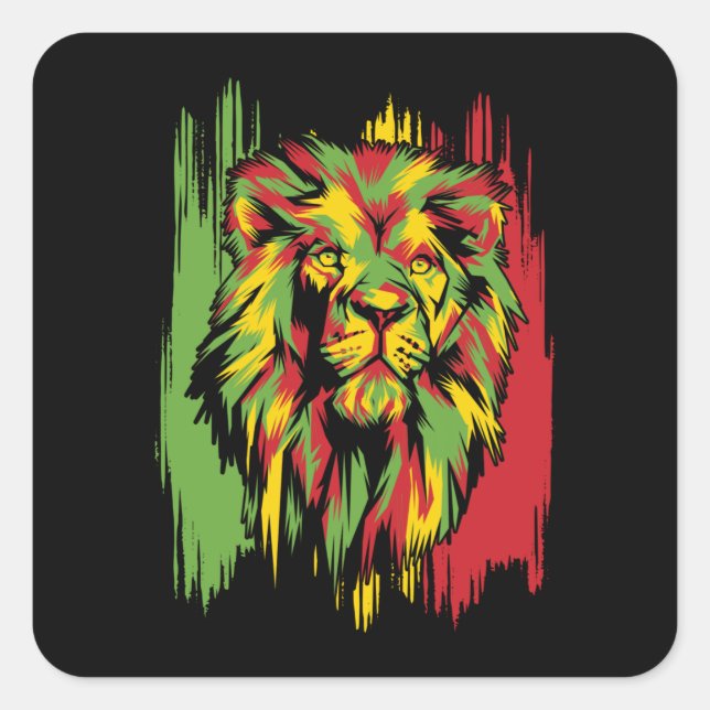 Jamaican Lion Rasta African Reggae Quadratischer Aufkleber (Vorderseite)