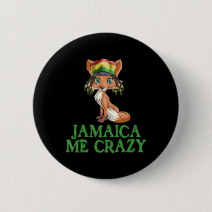 Jamaican Me Crazy Flag Fox T Shirt Funny Regg Button
