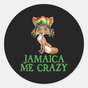 Jamaican Me Crazy Flag Fox T Shirt Funny Regg Runder Aufkleber