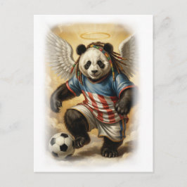 Jamaican Panda playing Soccer in the Sky on a Feiertagspostkarte