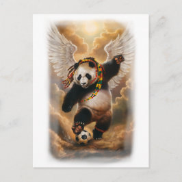Jamaican Panda playing Soccer on a  Feiertagspostkarte