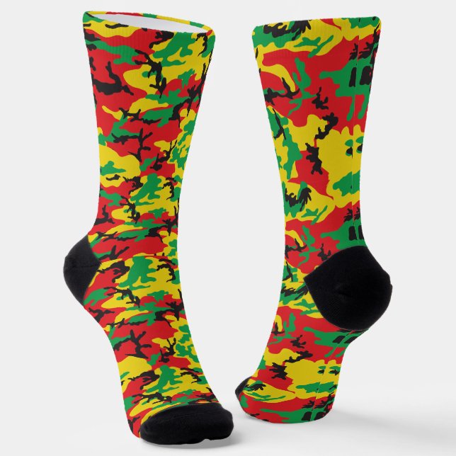Jamaican Rasta Camouflage Gemustert Socken (Gewinkelt)
