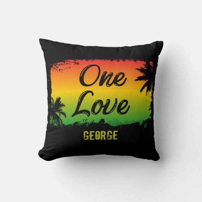 Jamaican Rasta Flag Farbe eine Liebe tropisch Kissen (Vorderseite)