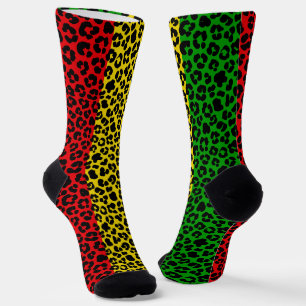 Jamaican Rasta Flag Farben Leopard Print Socken